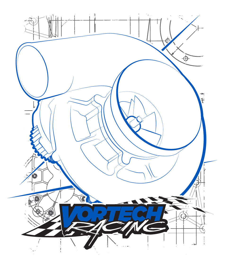 "Vortech Racing" Design 3-Color On Black/White T-Shirt