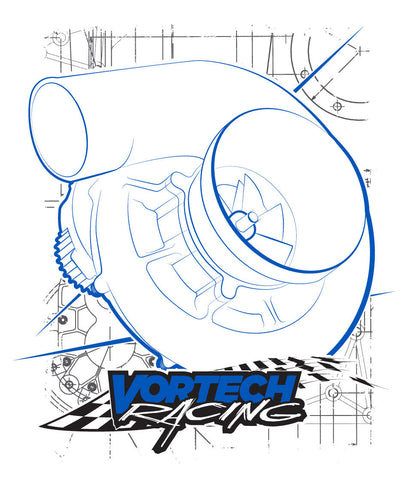"Vortech Racing" Design 3-Color On Black/White T-Shirt